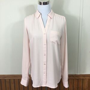 The Limited Light Pink Roll Tab Long Sleeve Button Front Collared Blouse Sz XS